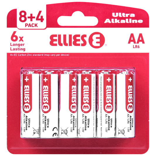 Ellies Ultra Series - Alkaline Batteries AA 8+4 Value Pack - WT