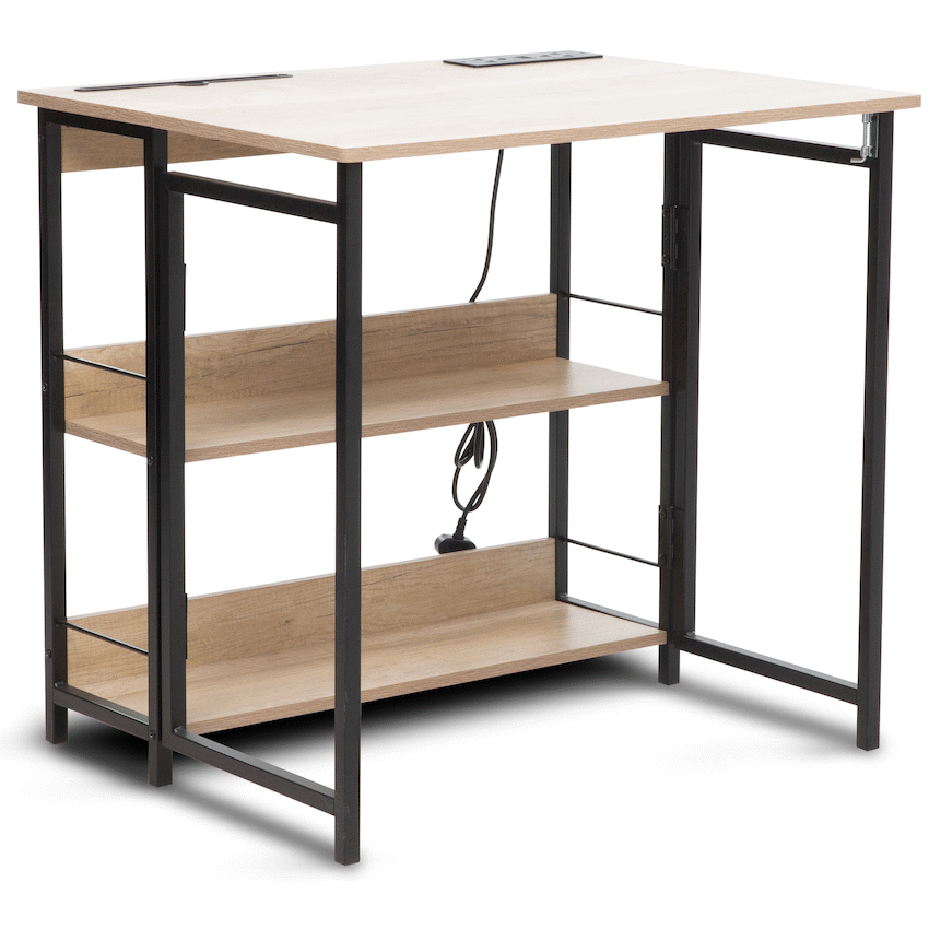 Everfurn Viron Folding Desk with 2-Prong Plugs and USB