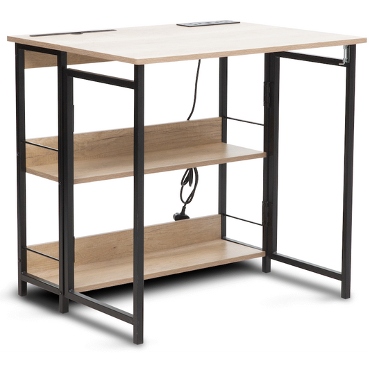 Everfurn Viron Folding Desk with 2-Prong Plugs and USB