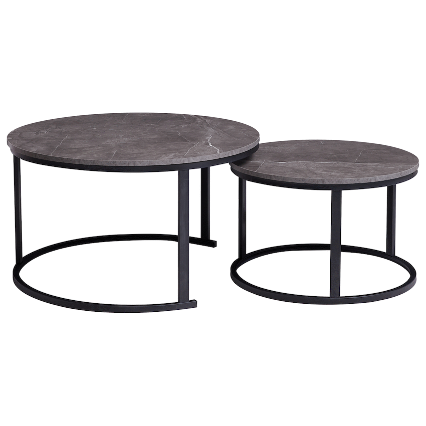 Everfurn Nile Nesting Coffee Table Marble, 2 Piece