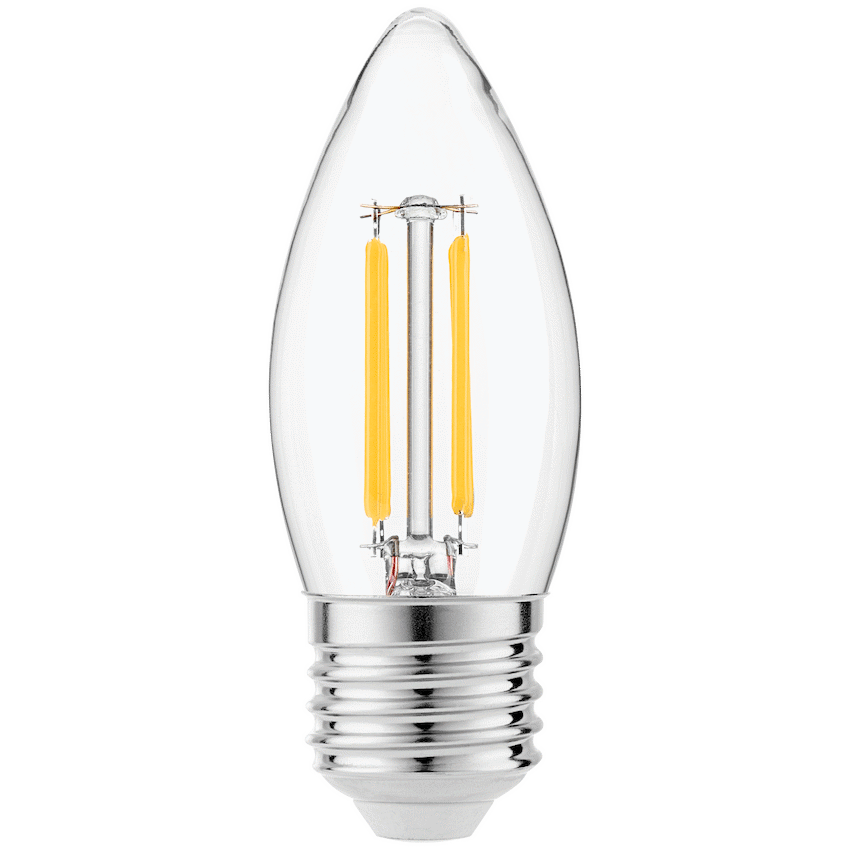 Switched 4W C37 Candle Clear LED Filament Bulb - E27 - WW