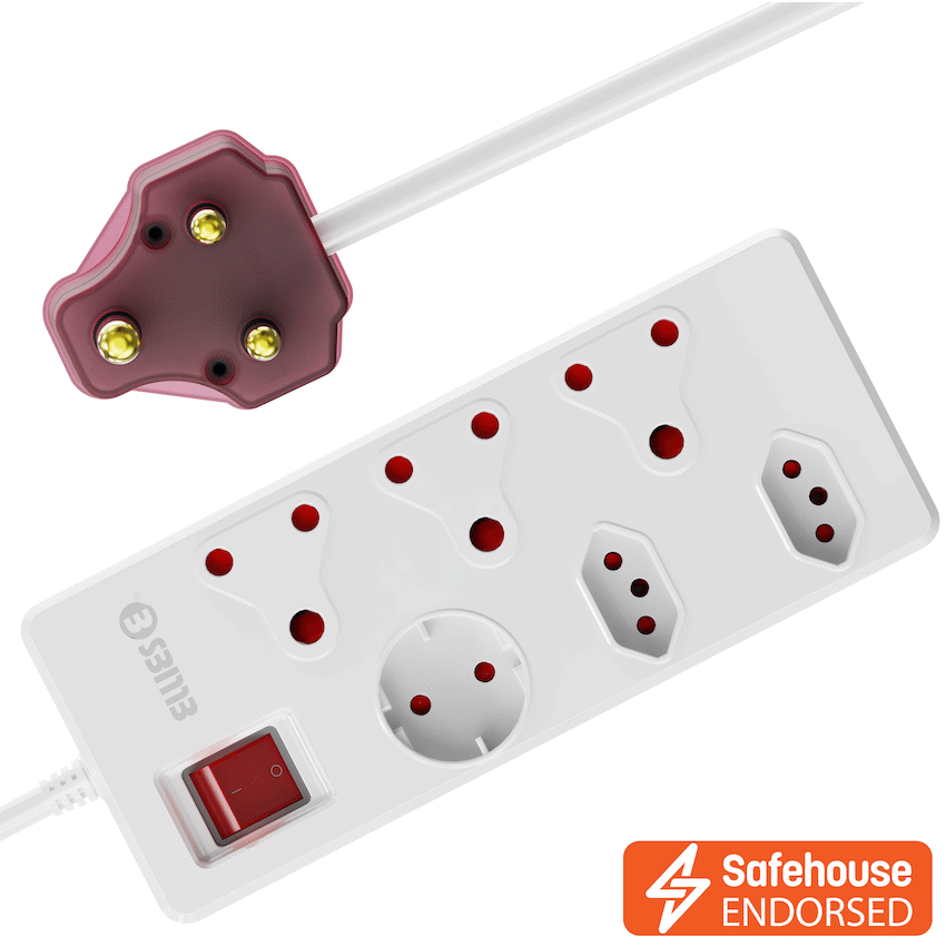 Ellies 6 way High Surge Multiplug 0.5M - WT