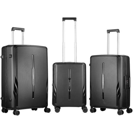 Travelwize Clipper PP 3Pc 4-Wheel Spinner Luggage Set Black