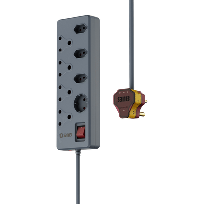 Ellies 8 Way High Surge Multiplug 0.5M - Grey