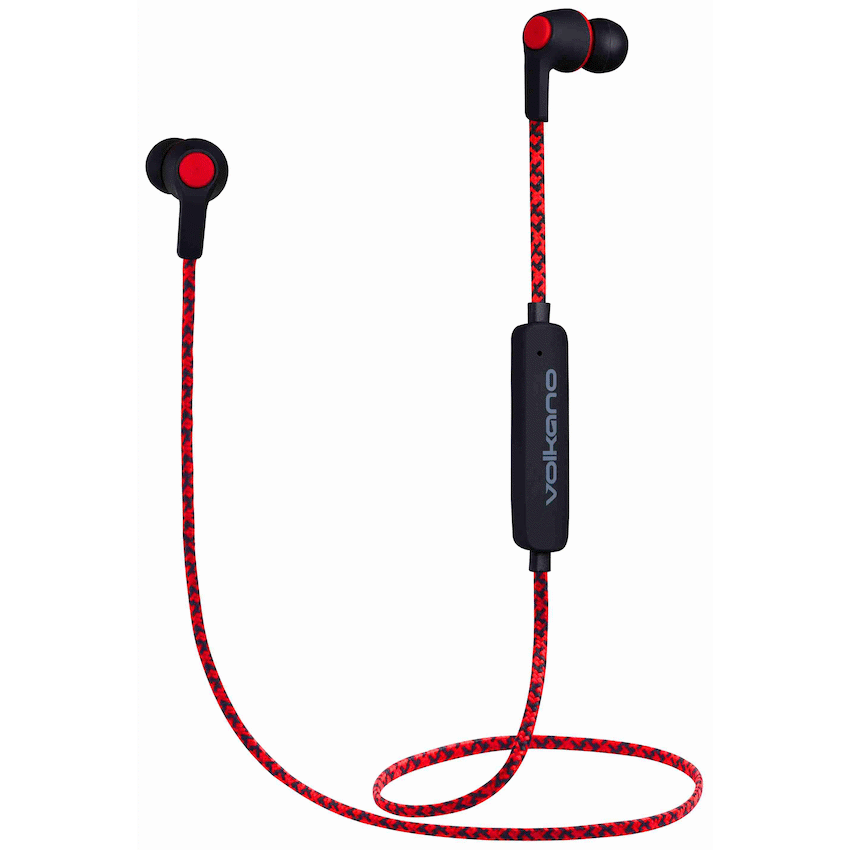 Volkano Moda - Nylon Bluetooth Earphones with Carry Case - RD