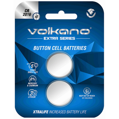 Volkano Extra Series CR2016 Pack of 2 Batteries