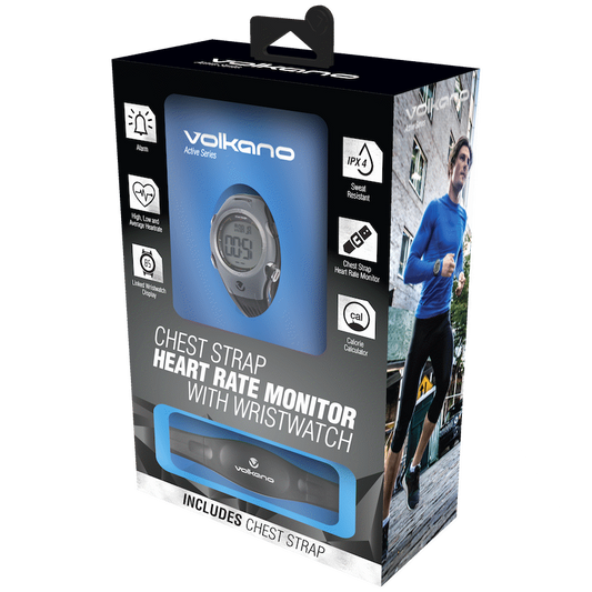 Volkano Active series chest strap heart rate monitor with wristwatch - black/grey