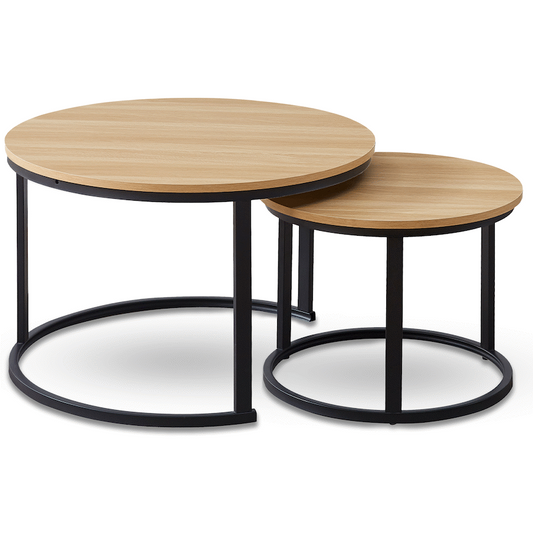 Everfurn Indus Nesting Coffee Table Oak With Black Frame