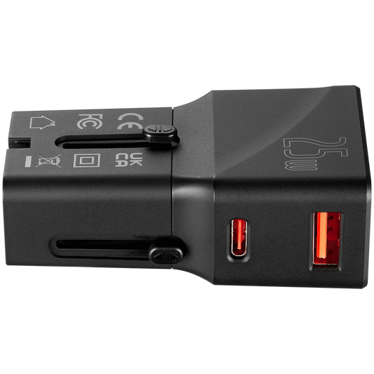Volkano Globetrotter Series 25w Dual USB + Type-C Mini Travel Adaptor