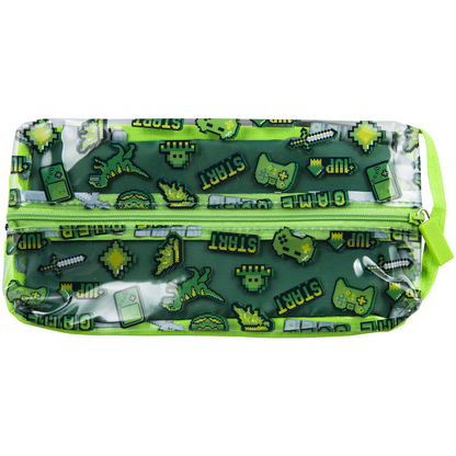 Quest Clear PVC Pencil Case - Gamer Green