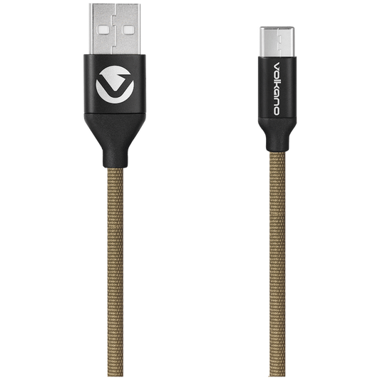 Volkano Weave Series Fabric Braided Micro USB Cable 1.2m - Army Green