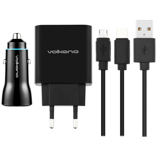 Volkano Cupla Series 3.1a Dual Output Charger + Volkano Cruise Duo Series Car Charger