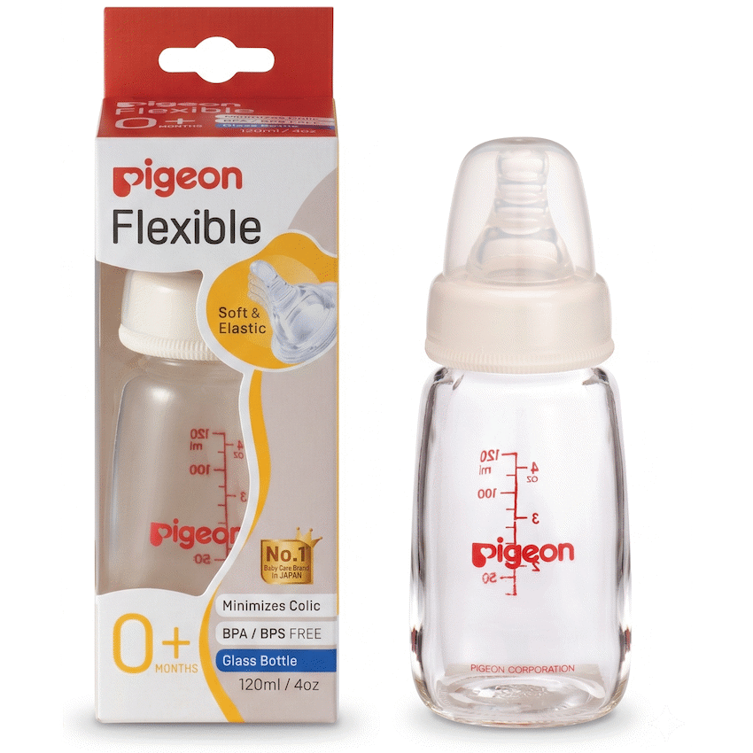 Pigeon Flexible Glass Bottle with Peristaltic Nipple 120ml