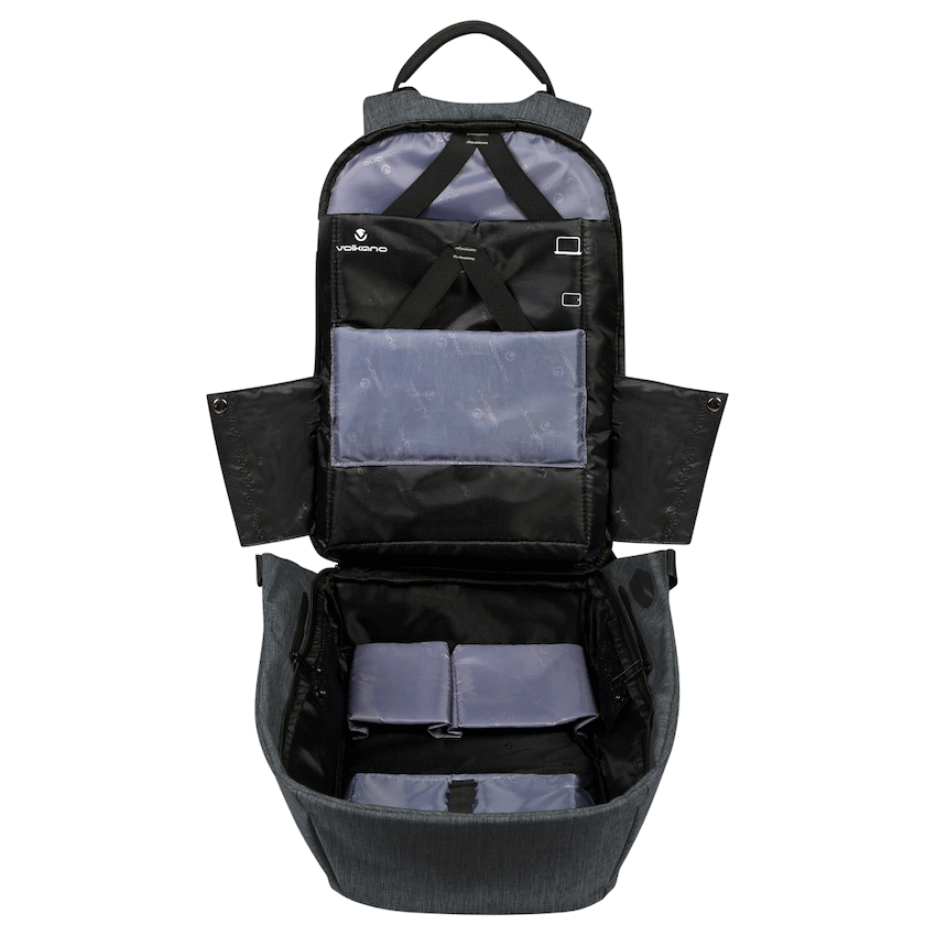 Volkano Smart Laptop Backpack Charcoal - Anti-theft