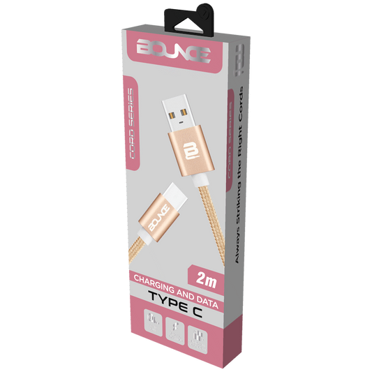 Bounce Cord Series USB Type-C Braided Cable 2m - Champagne Gold