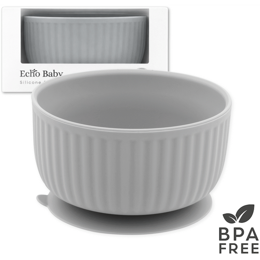 Echo Baby Silicone Suction Bowl - Stone