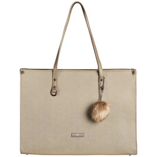 Supanova Pompom Ladies Laptop Bag Taupe