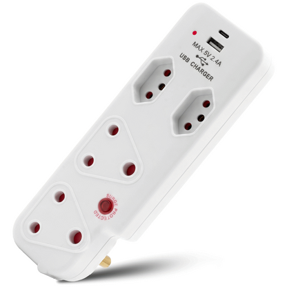 Ellies  4 Way Surge adaptor with type C + USB - WT