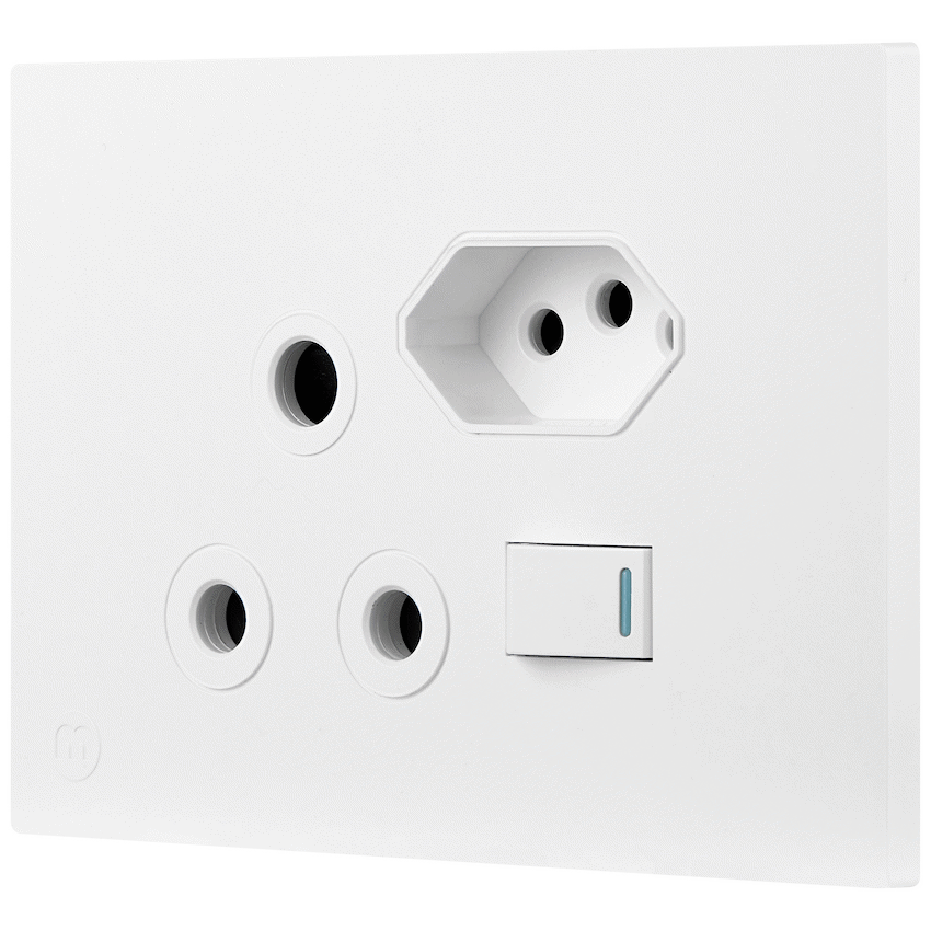 Ellies 2 Way (3 Pin; SANS 164-2) Single Switch Socket 2x4 (60mmx100mm) -WT