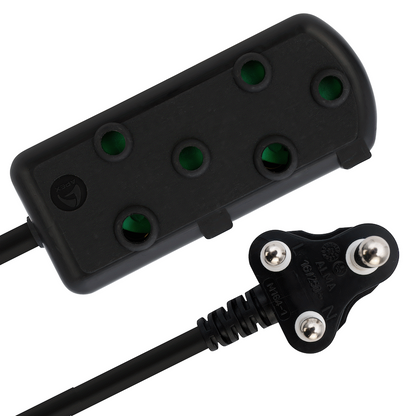 Ellies Side-by-Side Heavy-Duty Extension Lead - 3m - Black