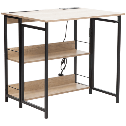 Everfurn Viron Folding Desk with 2-Prong Plugs and USB