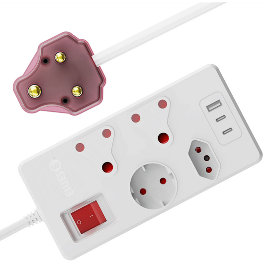 Ellies High Surge 4 Way Multi-plug PD20W Dual USB-C + USB - 0.5M - WT