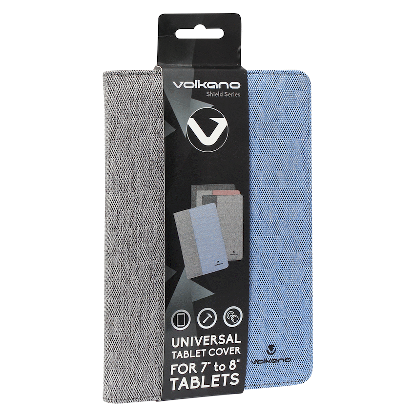 Volkano Tablet Cover 7"-8" Shield Series - Grey/Blue