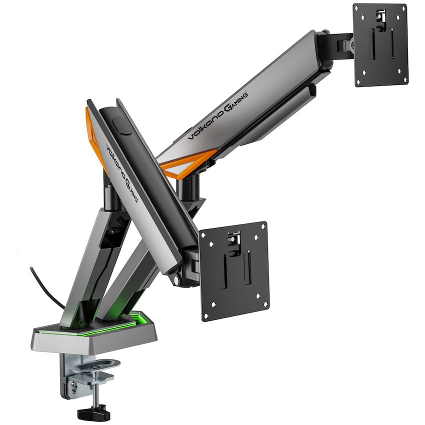 Volkano Gaming Void Series- Dual Arm Full Motion Monitor mount - RGB - GR