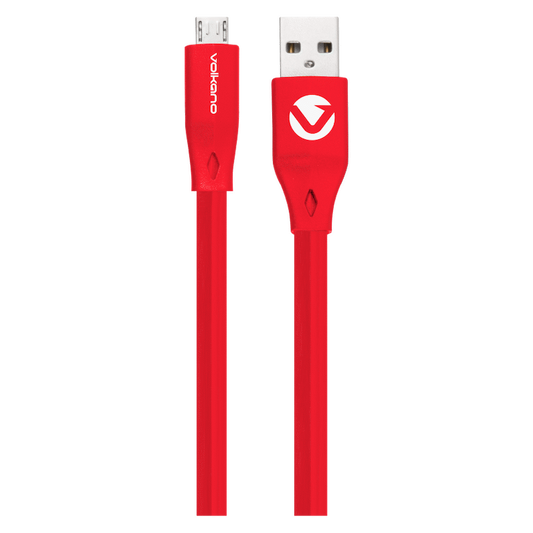 Volkano Slim Series Flat PVC Micro-USB Cable 1.2m - Red