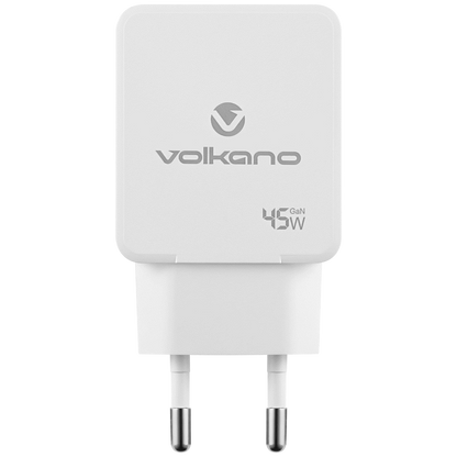 Volkano Potent Plus series 45W GaN Compact Dual USB and USB-C PD Wall Charger
