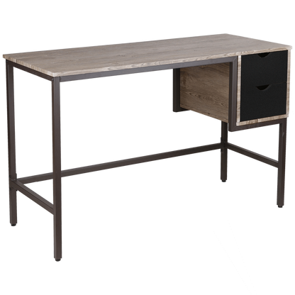 Everfurn Rampart Office Desk with Two Drawers, Powder-Coated Steel, Adjustable Feet