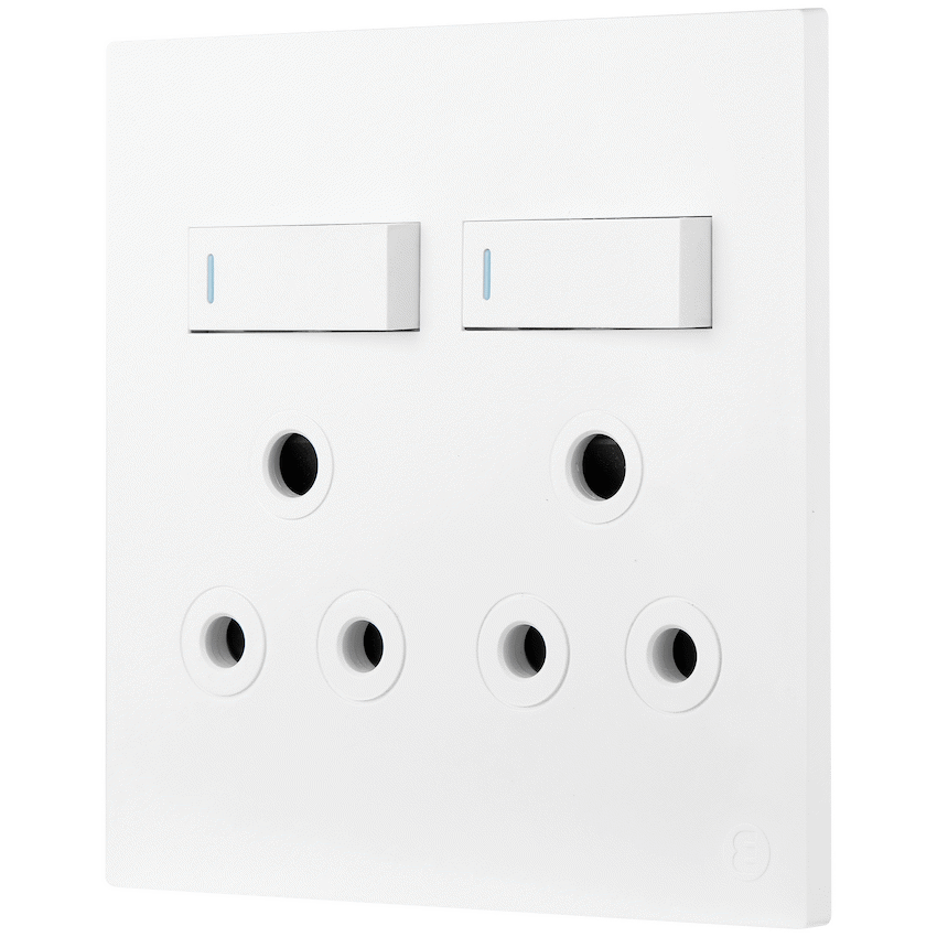 Ellies 2 Way (3 Pin) Single Switch Socket 4x4 (100mmx100mm) -WT