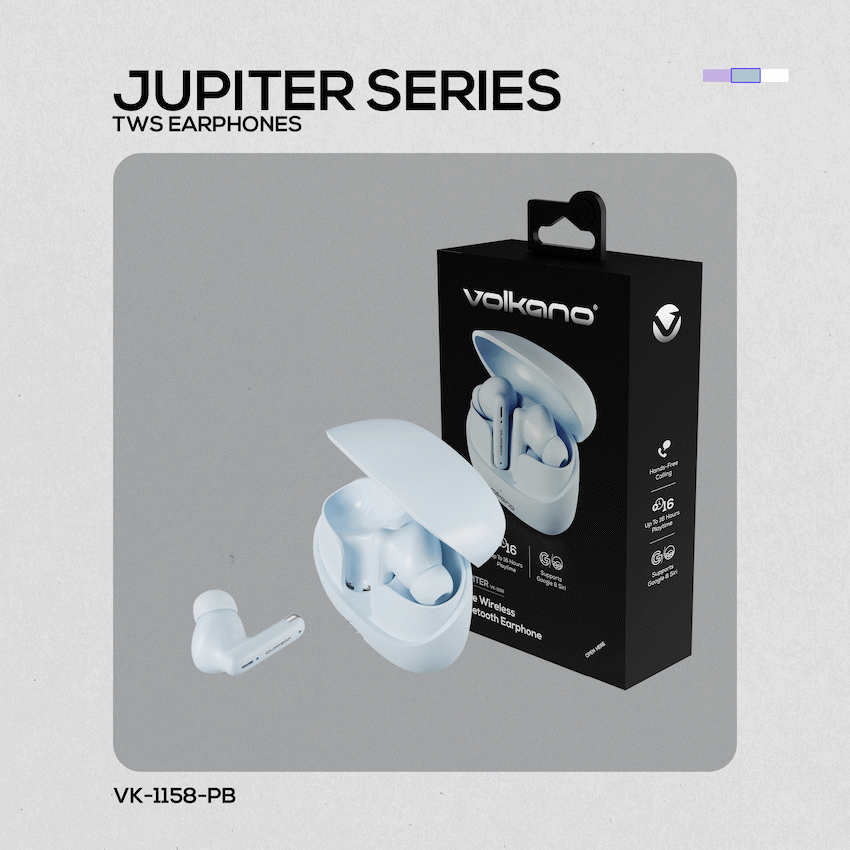 Volkano Jupiter Series TWS Earphones - Pastel Blue