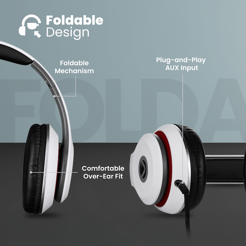 Volkano Falcon Series Headphones with Microphone - White
