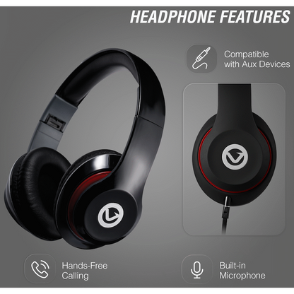 Volkano Falcon Headphones with Microphone - Black