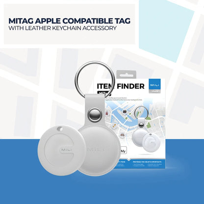 MiTag Apple-Compatible Tag with Leather Keychain Accessory - 1 Pack