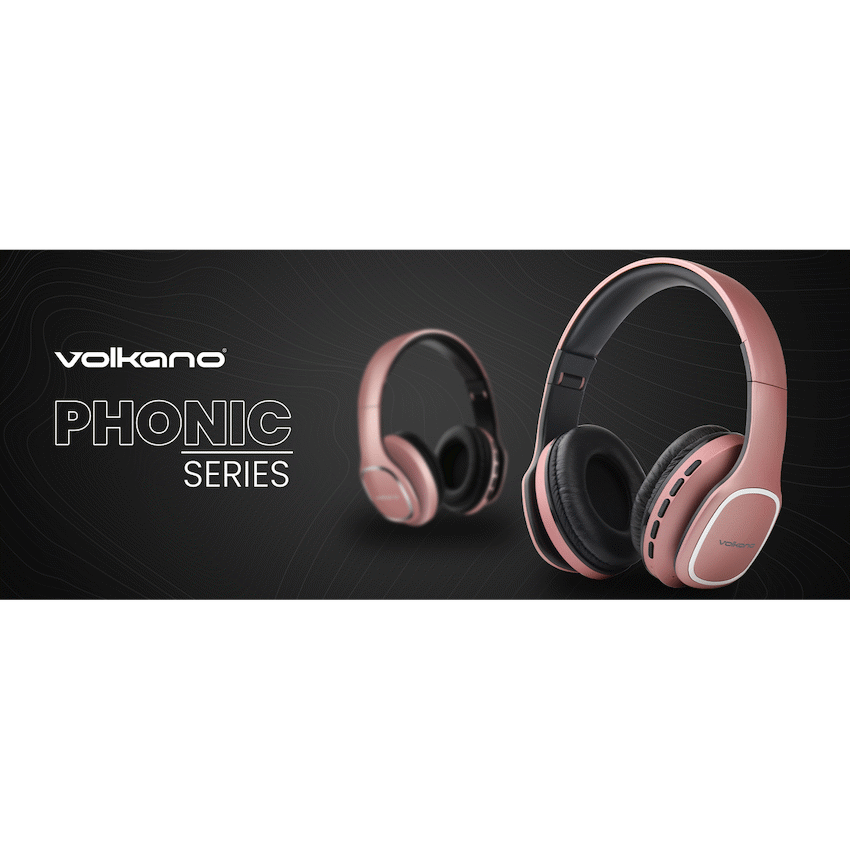 Volkano Phonic Series Bluetooth Full-Size Headphones - Rose Gold