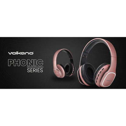 Volkano Phonic Series Bluetooth Full-Size Headphones - Rose Gold