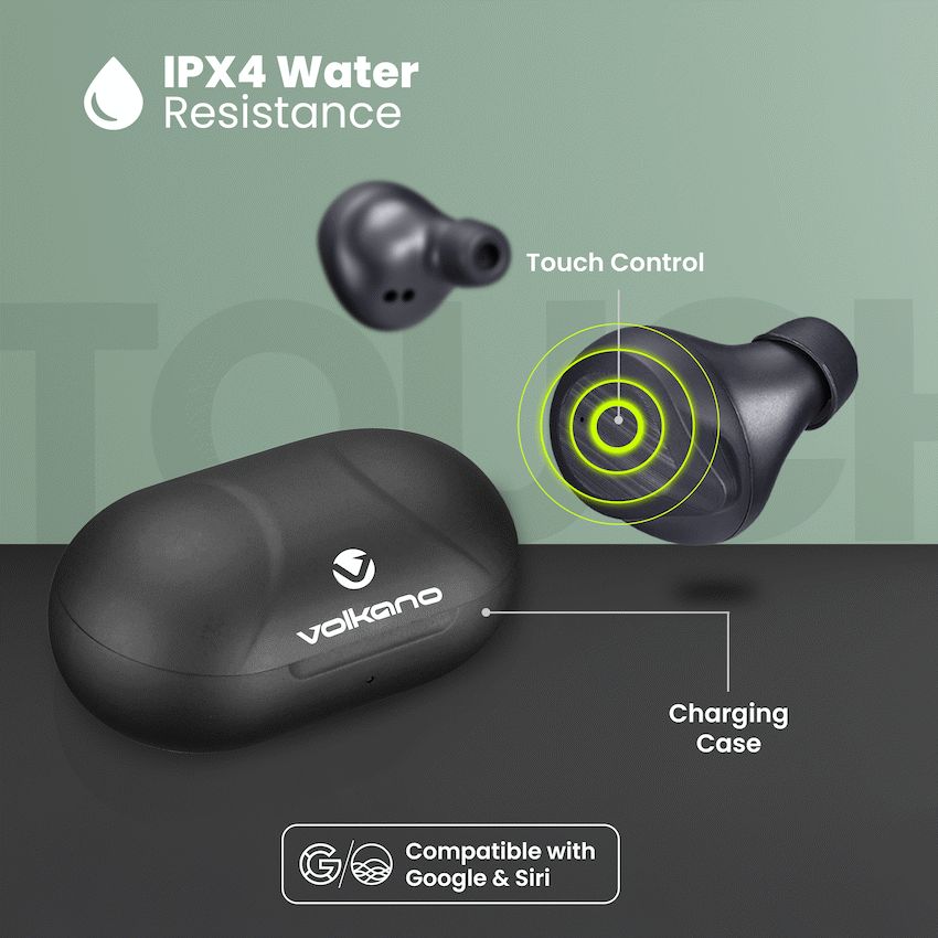 Volkano Scorpio Series True Wireless Earphones - Black