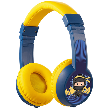 Volkano Sidekick Series Wired Kiddies Headphones with Share Port - Yellow/Blue