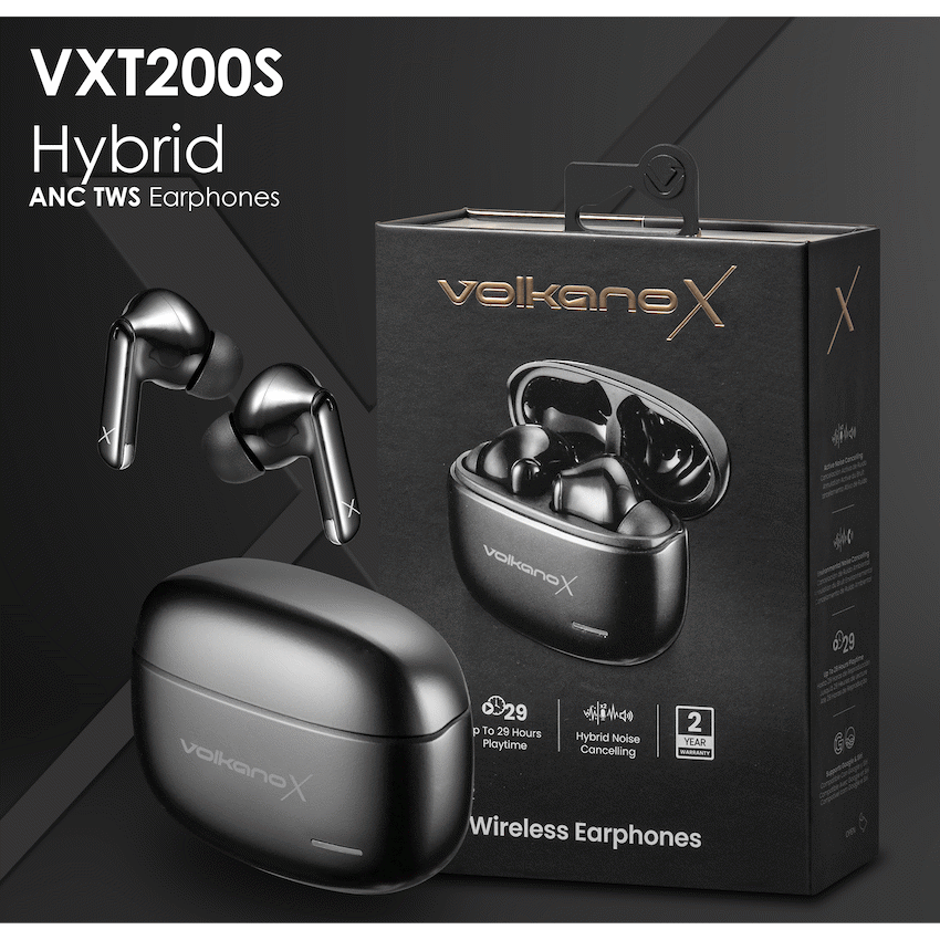 VolkanoX VXT200S Hybrid ANC TWS Earphones - Black