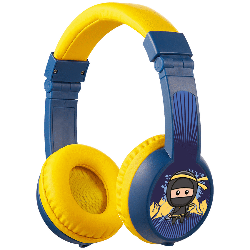Volkano Sidekick Series Wired Kiddies Headphones with Share Port - Yellow/Blue