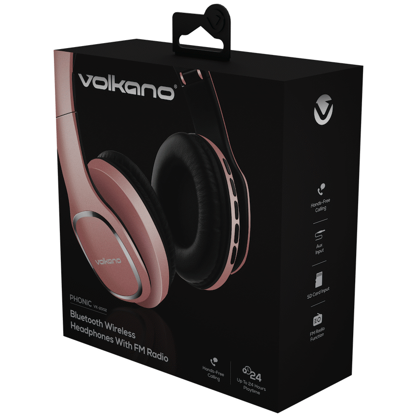 Volkano Phonic Series Bluetooth Full-Size Headphones - Rose Gold