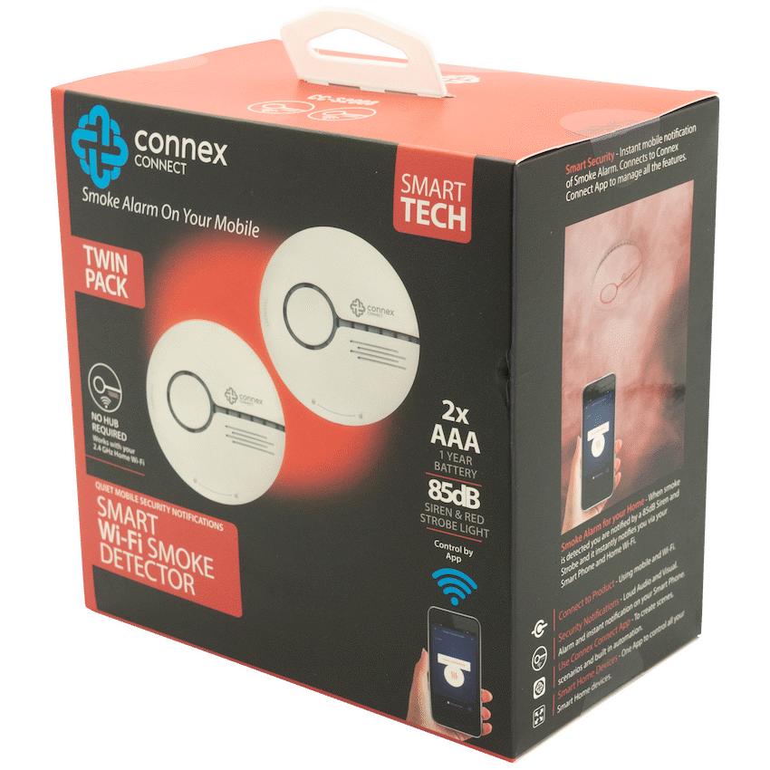 Smart Wi-Fi Smoke Detector Alarm Twin Pack