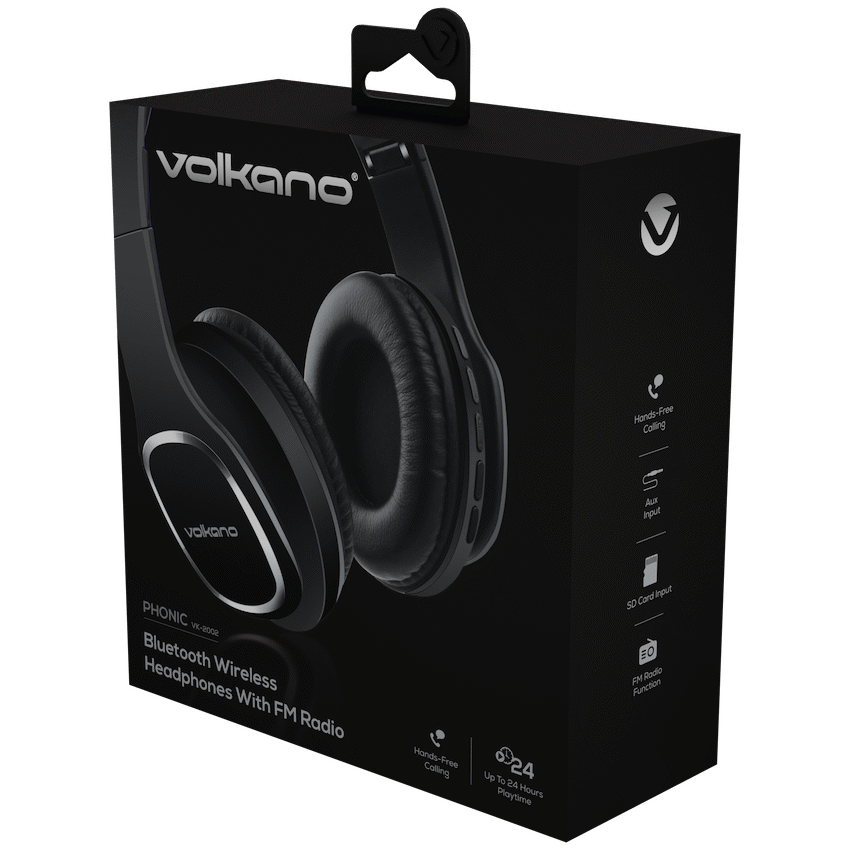 Volkano Phonic Series Bluetooth Full Size Headphones - Black