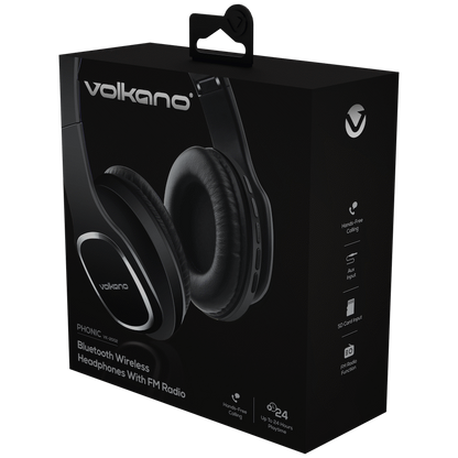 Volkano Phonic Series Bluetooth Full Size Headphones - Black