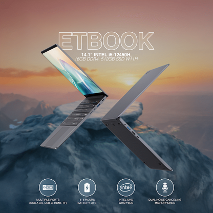 ETBook, 14.1" Intel i5-12450H, 16gb DDR4, 512gb SSD W11H