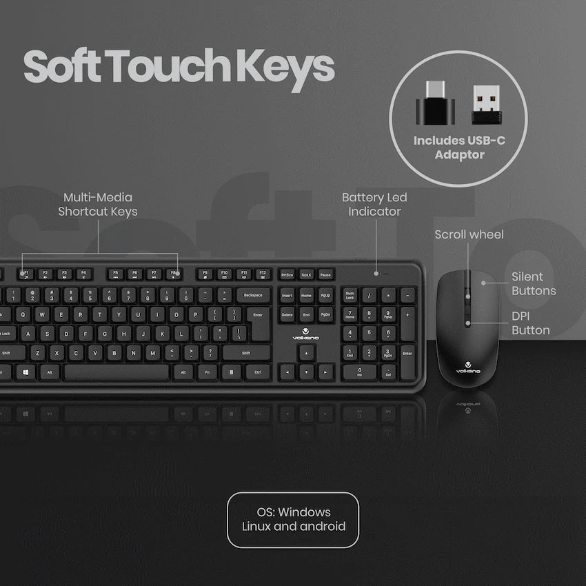 Volkano Opal Series Wireless Keyboard and Mouse Combo
