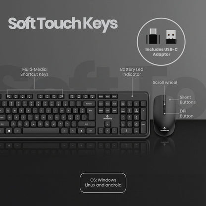 Volkano Opal Series Wireless Keyboard and Mouse Combo