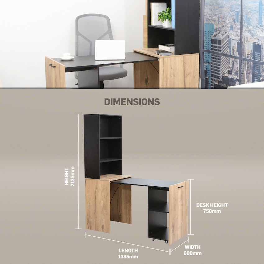 Adaptive Desk, With  Bookshelf